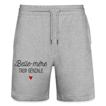Belle-mère trop géniale - Short de jogging bio TRAINER Stanley/Stella unisexe - gris chiné - Devant - Nik (191cm) & Marisol (170cm)