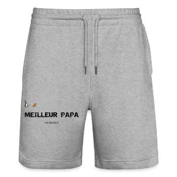 Papa - Short de jogging bio TRAINER Stanley/Stella unisexe - gris chiné - Devant - Nik (191cm) & Marisol (170cm)