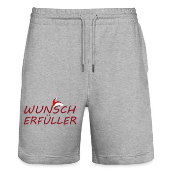 WUNSCHERFÜLLER - Stanley/Stella Unisex Bio Joggingshorts Trainer  - Grau meliert - Vorne - Nik (191cm) & Marisol (170cm)