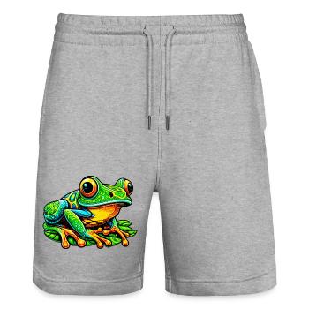 Grenouille - Short de jogging bio TRAINER Stanley/Stella unisexe - gris chiné - Devant - Nik (191cm) & Marisol (170cm)