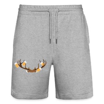 Hirschgeweih mit Bier - Stanley/Stella Unisex Bio Joggingshorts Trainer  - Grau meliert - Vorne - Nik (191cm) & Marisol (170cm)