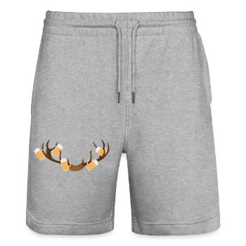 Hirschgeweih mit Bierkrüge - Stanley/Stella Unisex Bio Joggingshorts Trainer  - Grau meliert - Vorne - Nik (191cm) & Marisol (170cm)