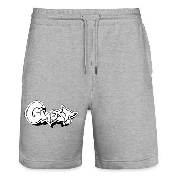 Ghost Graffiti Style Typography Design - Stanley/Stella Trainer Unisex Organic Jogging Shorts - heather grey - Front - Nik (191cm) & Marisol (170cm)