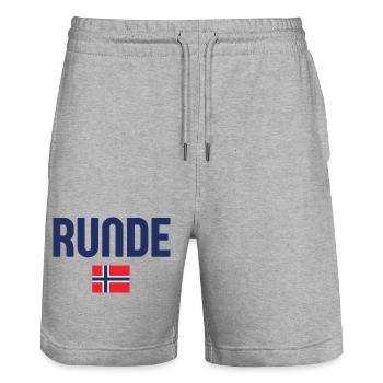 Runde Norwegen Flagge - Stanley/Stella Unisex Bio Joggingshorts Trainer  - Grau meliert - Vorne - Nik (191cm) & Marisol (170cm)