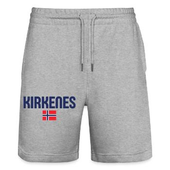 KIRKENES Norwegen Flagge - Stanley/Stella Unisex Bio Joggingshorts Trainer  - Grau meliert - Vorne - Nik (191cm) & Marisol (170cm)