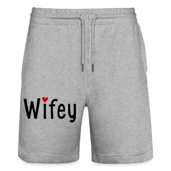Ehefrau - Stanley/Stella Unisex Bio Joggingshorts Trainer  - Grau meliert - Vorne - Nik (191cm) & Marisol (170cm)