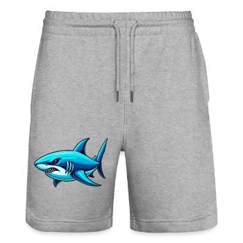 Shark - Stanley/Stella Trainer Unisex Organic Jogging Shorts - heather grey - Front - Nik (191cm) & Marisol (170cm)
