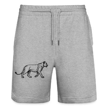 Essence de lionne - Short de jogging bio TRAINER Stanley/Stella unisexe - gris chiné - Devant - Nik (191cm) & Marisol (170cm)