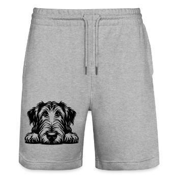 Irish Wolfhound Kopf mit Pfoten - Stanley/Stella Unisex Bio Joggingshorts Trainer  - Grau meliert - Vorne - Nik (191cm) & Marisol (170cm)