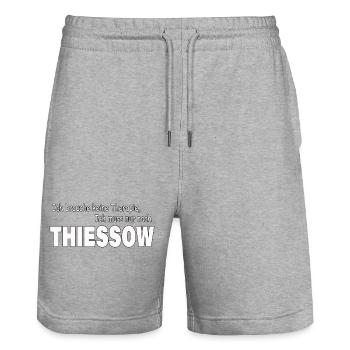 Therapie THIESSOW - Stanley/Stella Unisex Bio Joggingshorts Trainer  - Grau meliert - Vorne - Nik (191cm) & Marisol (170cm)