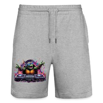 Schildkröte The DJ Musik Geschenk - Stanley/Stella Unisex Bio Joggingshorts Trainer  - Grau meliert - Vorne - Nik (191cm) & Marisol (170cm)