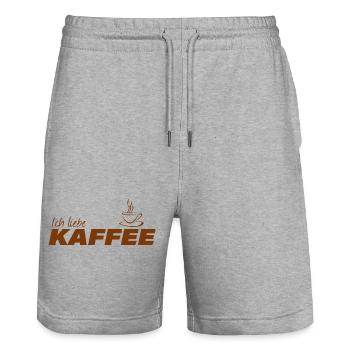 I love coffee - Stanley/Stella Trainer Unisex Organic Jogging Shorts - heather grey - Front - Nik (191cm) & Marisol (170cm)
