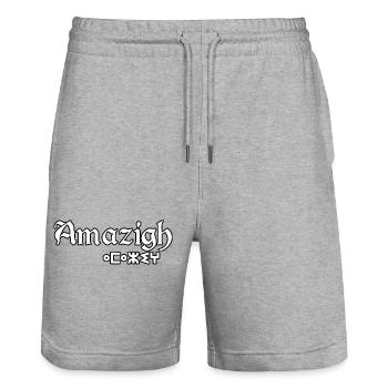 amazigh TIFINAGH AMAZIGH ART ET JE SUIS KABYLE - Short de jogging bio TRAINER Stanley/Stella unisexe - gris chiné - Devant - Nik (191cm) & Marisol (170cm)