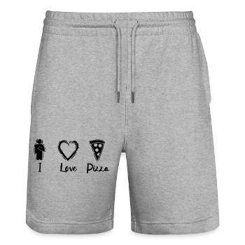 Ich mag Pizza - Stanley/Stella Unisex Bio Joggingshorts Trainer  - Grau meliert - Vorne - Nik (191cm) & Marisol (170cm)