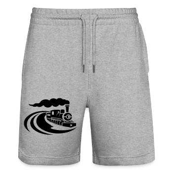 Locomotive Sketch - Stanley/Stella Trainer Unisex Organic Jogging Shorts - heather grey - Front - Nik (191cm) & Marisol (170cm)