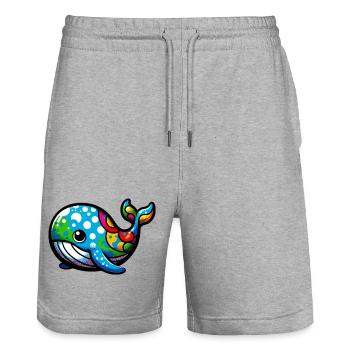 Wal - Stanley/Stella Unisex Bio Joggingshorts Trainer  - Grau meliert - Vorne - Nik (191cm) & Marisol (170cm)