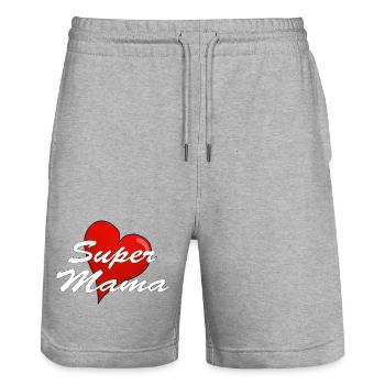 Super mom - Stanley/Stella Trainer Unisex Organic Jogging Shorts - heather grey - Front - Nik (191cm) & Marisol (170cm)