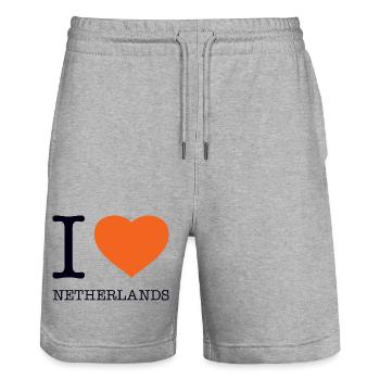 I LOVE NETHERLANDS - Stanley/Stella Unisex Bio Joggingshorts Trainer  - Grau meliert - Vorne - Nik (191cm) & Marisol (170cm)
