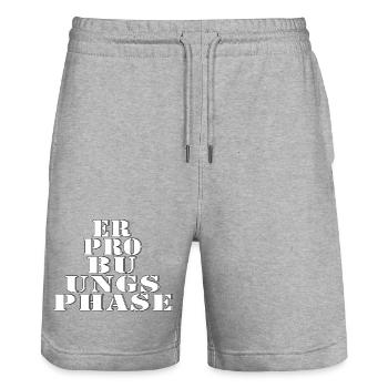 Trial phase - Stanley/Stella Trainer Unisex Organic Jogging Shorts - heather grey - Front - Nik (191cm) & Marisol (170cm)