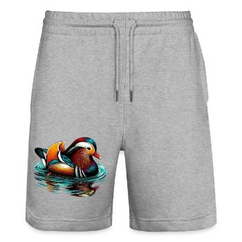 Mandarin duck - Stanley/Stella Trainer Unisex Organic Jogging Shorts - heather grey - Front - Nik (191cm) & Marisol (170cm)