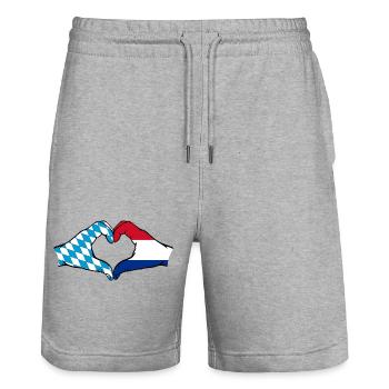 Bayern Holland Flagge Hände Herzform - Stanley/Stella Unisex Bio Joggingshorts Trainer  - Grau meliert - Vorne - Nik (191cm) & Marisol (170cm)