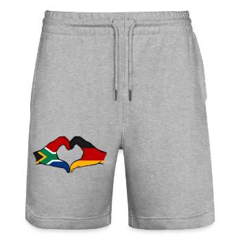 Afrique du Sud Allemagne Drapeau Mains Coeur Forme - Short de jogging bio TRAINER Stanley/Stella unisexe - gris chiné - Devant - Nik (191cm) & Marisol (170cm)