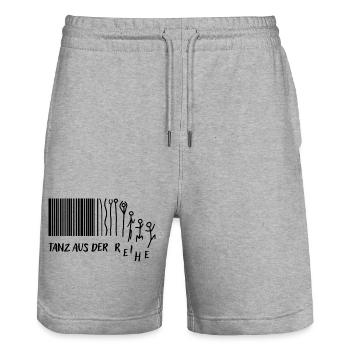 "Tanz aus der Reihe" Strichmännchen Strichcode - Stanley/Stella Unisex Bio Joggingshorts Trainer  - Grau meliert - Vorne - Nik (191cm) & Marisol (170cm)