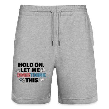 Hold On, Let Me Overthink This - Stanley/Stella Unisex Bio Joggingshorts Trainer  - Grau meliert - Vorne - Nik (191cm) & Marisol (170cm)