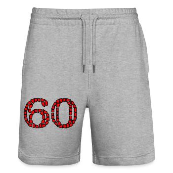 60. 60 YEARS. 60th ANNIVERSARY. 60TH BIRTHDAY. - Stanley/Stella Trainer Unisex Organic Jogging Shorts - heather grey - Front - Nik (191cm) & Marisol (170cm)