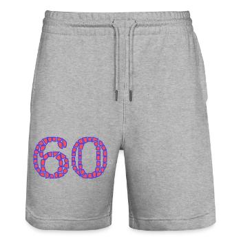 60. 60 YEARS. 60th ANNIVERSARY. 60TH BIRTHDAY. - Stanley/Stella Trainer Unisex Organic Jogging Shorts - heather grey - Front - Nik (191cm) & Marisol (170cm)