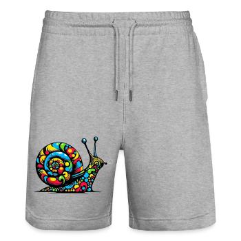 Schnecke - Stanley/Stella Unisex Bio Joggingshorts Trainer  - Grau meliert - Vorne - Nik (191cm) & Marisol (170cm)