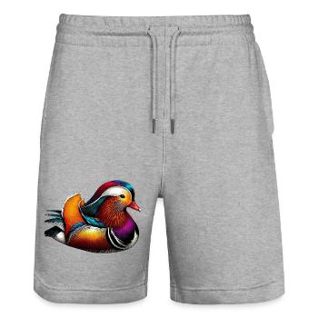 Mandarin duck - Stanley/Stella Trainer Unisex Organic Jogging Shorts - heather grey - Front - Nik (191cm) & Marisol (170cm)