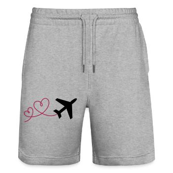 Avion à 2 cœurs - Short de jogging bio TRAINER Stanley/Stella unisexe - gris chiné - Devant - Nik (191cm) & Marisol (170cm)