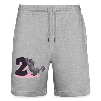 Katze Zahl 2 - Stanley/Stella Unisex Bio Joggingshorts Trainer  - Grau meliert - Vorne - Nik (191cm) & Marisol (170cm)