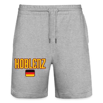 Koblenz Germany Flag Design - Stanley/Stella Trainer Unisex Organic Jogging Shorts - heather grey - Front - Nik (191cm) & Marisol (170cm)