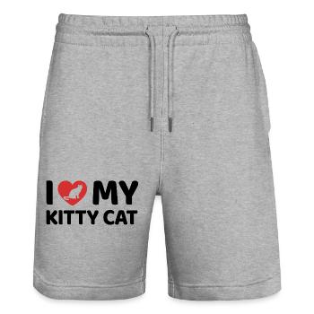 I Love my Kitty Cat - Stanley/Stella Trainer Unisex Organic Jogging Shorts - heather grey - Front - Nik (191cm) & Marisol (170cm)