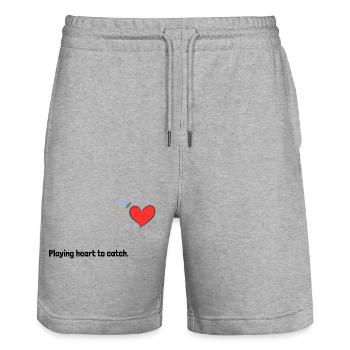 Playing heart to catch. - Stanley/Stella Trainer Unisex Organic Jogging Shorts - heather grey - Front - Nik (191cm) & Marisol (170cm)