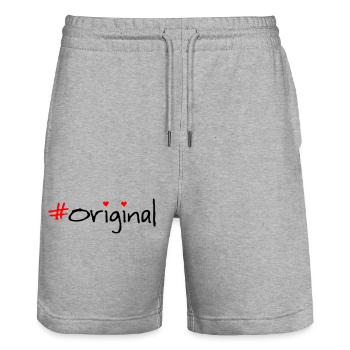 Langue source - Short de jogging bio TRAINER Stanley/Stella unisexe - gris chiné - Devant - Nik (191cm) & Marisol (170cm)