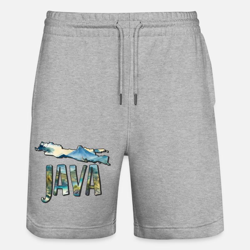 Carte aquarelle Java - Short de jogging bio TRAINER Stanley/Stella unisexe - gris chiné