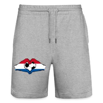 Holland football flag hands heart shape - Stanley/Stella Trainer Unisex Organic Jogging Shorts - heather grey - Front - Nik (191cm) & Marisol (170cm)