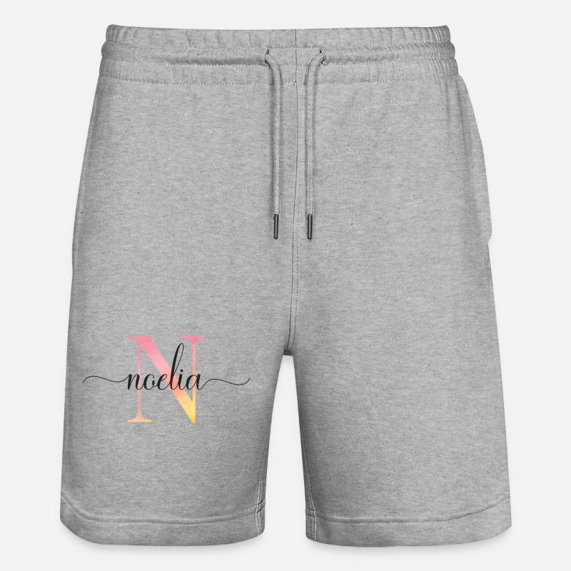 N | Monogramme | Nom | Noelia |Aquarelle - Short de jogging bio TRAINER Stanley/Stella unisexe - gris chiné