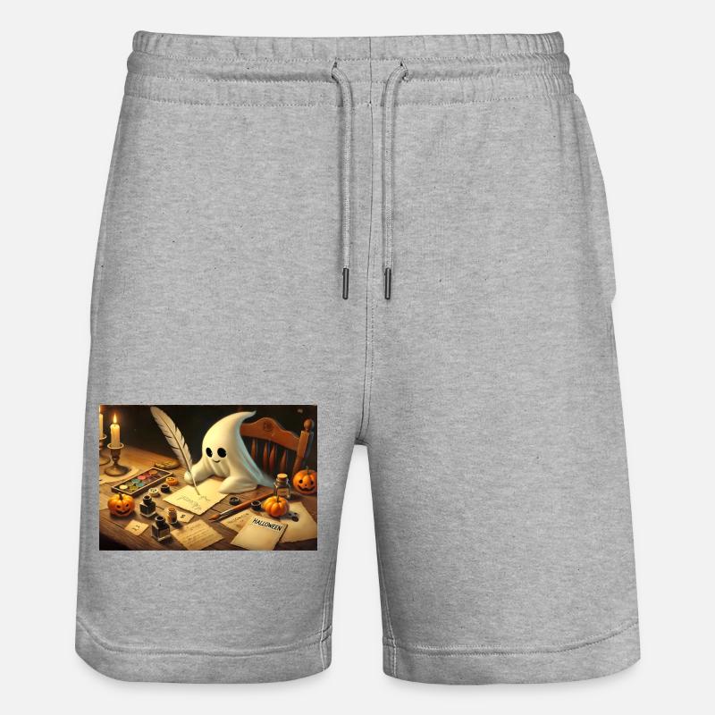 charmanter Geist schreibt Halloween-Einladungen - Stanley/Stella Unisex Bio Joggingshorts Trainer  - Grau meliert