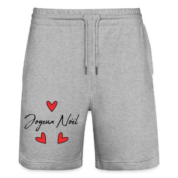 WEIHNACHTEN. FROHE WEIHNACHTEN. FROHE WEIHNACHTEN. NEUJAHRSTAG - Stanley/Stella Unisex Bio Joggingshorts Trainer  - Grau meliert - Vorne - Nik (191cm) & Marisol (170cm)