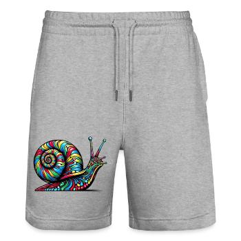 Escargot - Short de jogging bio TRAINER Stanley/Stella unisexe - gris chiné - Devant - Nik (191cm) & Marisol (170cm)
