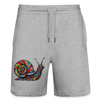 Schnecke - Stanley/Stella Unisex Bio Joggingshorts Trainer  - Grau meliert - Vorne - Nik (191cm) & Marisol (170cm)