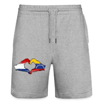 Drapeau Hollande Venezuela mains forme de coeur utilisé - Short de jogging bio TRAINER Stanley/Stella unisexe - gris chiné - Devant - Nik (191cm) & Marisol (170cm)