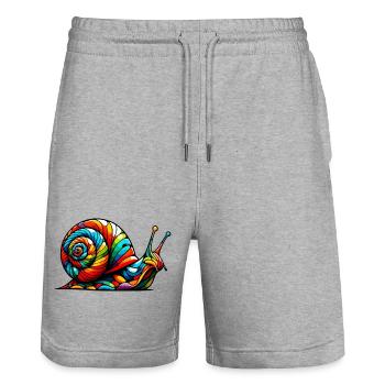 Schnecke - Stanley/Stella Unisex Bio Joggingshorts Trainer  - Grau meliert - Vorne - Nik (191cm) & Marisol (170cm)
