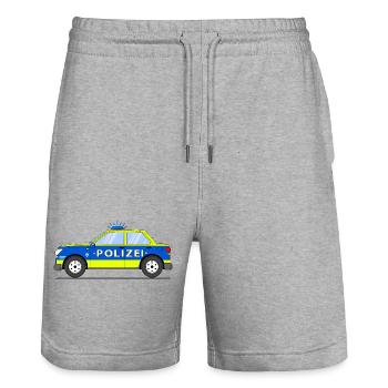 Police car in blue and yellow - Stanley/Stella Trainer Unisex Organic Jogging Shorts - heather grey - Front - Nik (191cm) & Marisol (170cm)