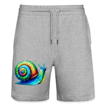 Escargot - Short de jogging bio TRAINER Stanley/Stella unisexe - gris chiné - Devant - Nik (191cm) & Marisol (170cm)