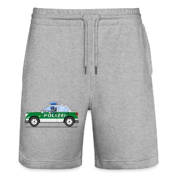 Police car with policeman green and silver - Stanley/Stella Trainer Unisex Organic Jogging Shorts - heather grey - Front - Nik (191cm) & Marisol (170cm)